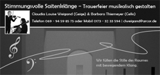 Handzettel - Trauerfeier musikalisch gestalten Handzettel - Trauerfeier musikalisch gestalten